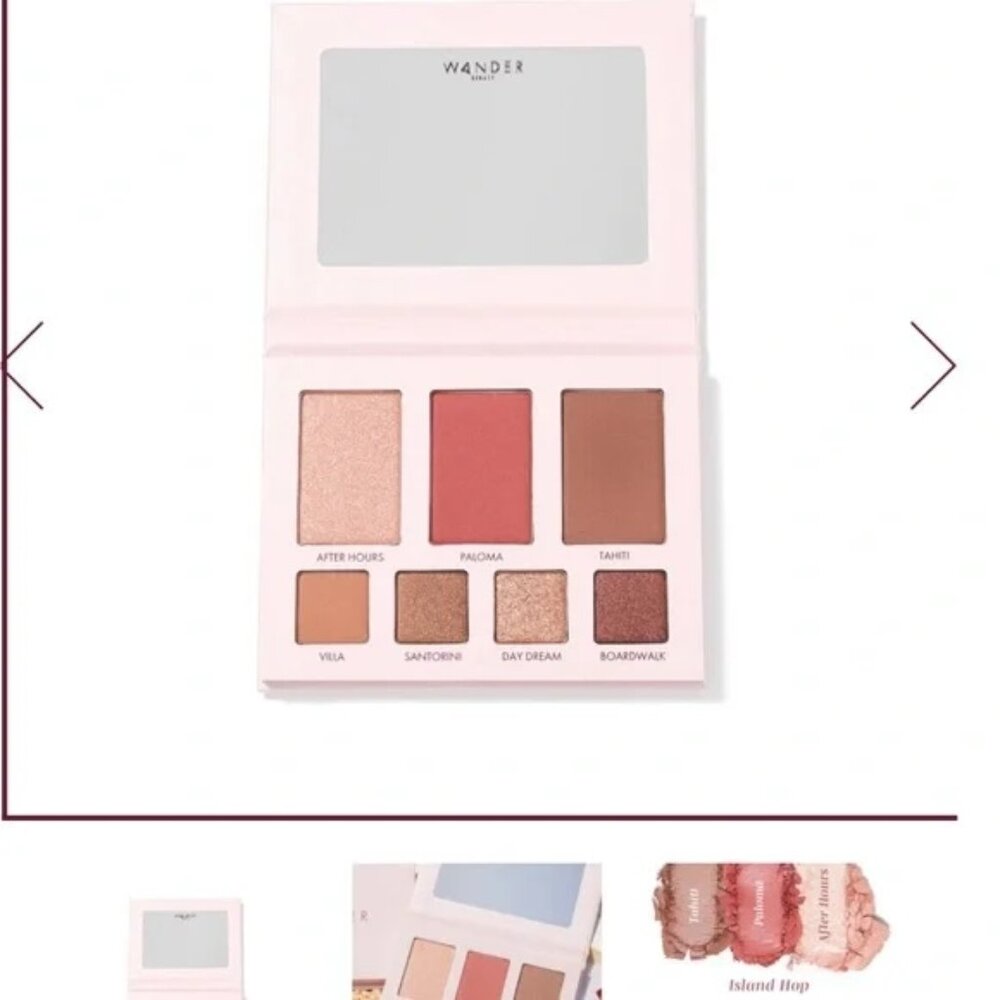 Wander Beauty Getaway face pallet New in box. Blush, eye shadows, highlighter